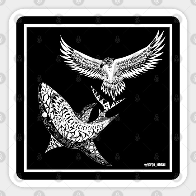 crouching shark hidden eagle ecopop Sticker by jorge_lebeau